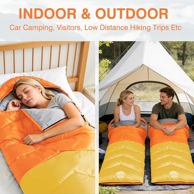 Sleeping Bag 4 Seasons Adults & Kids for Camping Hiking Trips Warm Cool Weather,Lightweight and Waterproof with Compression Bag,Indoors Outdoors Activities