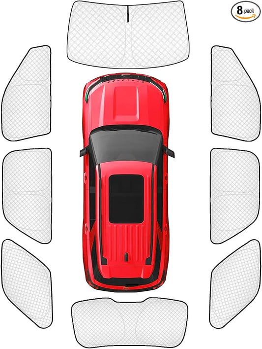 KMF 8pcs Thicken Sun Shades for Ford Explorer 2011-2019 Accessories,Windshield Sunshade Full Car Window Covers for Side Rear, Sun Visor UV Block and Blackout Privacy for Camping Outdoor