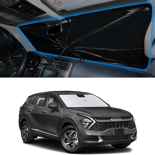 Windshield Sun Shade Umbrella Accessories Compatible with 2023-2026 Sportage for Kia Foldable Sunshade Sun Visor Blocks UV