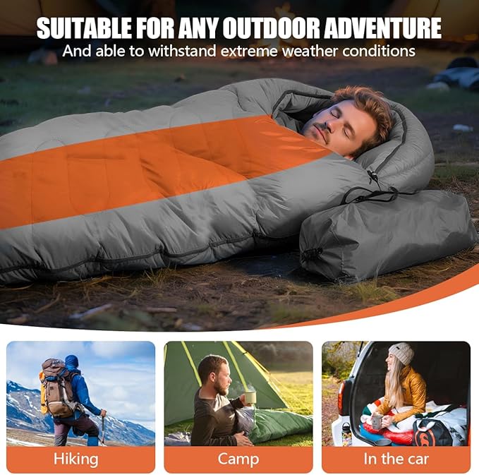 OBTANIM Sleeping Bags Portable Waterproof Camping Sleeping Bag for Adults Kids 4 Seasons Cold Weather or Warm Backpacking Hiking Travel Indoor Outdoor Use