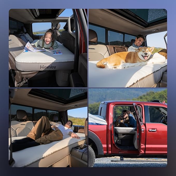 Havnby Pickup Cabin Mattress for Tundra & Tacoma, TPU Air Foam Sleeping Pad, Back Seat Inflatable Camping Bed with Rechargeable Pump, SnugNest for Toyota Pickups