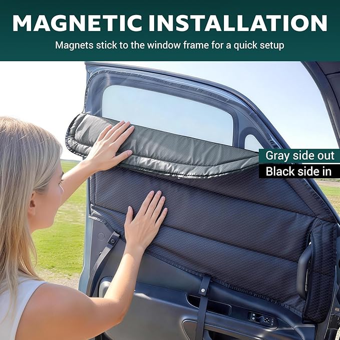 Front Door Window Covers(Pair) for Mercedes-Benz Sprinter 2019-2026 VS30, Magnetic Insulated Blackout Sunshade, XPE Foam Core, AllSeasonGuard