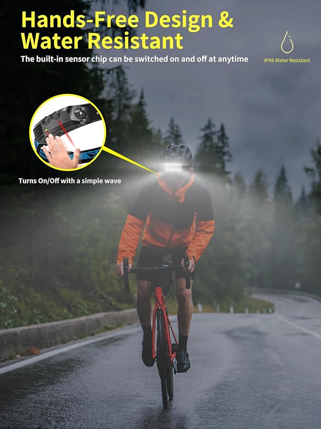 Smiling Shark Rechargeable Headlamp, 2 Pack Wide Angle 6*White Light The Brightest LED Head Lamp Waterproof Headlight for Camping Hiking Outdoor, Head-Light-LED-Lamp-Rechargeable