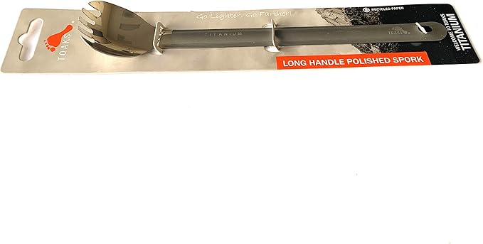 TOAKS Titanium Long Handle Spork with Polished Bowl