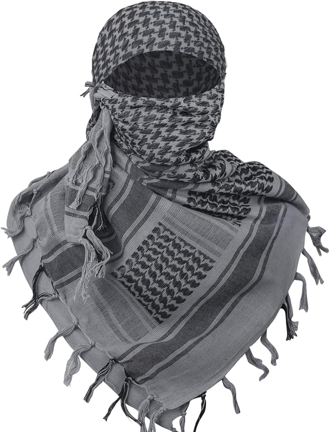 Aonal Military Shemagh Tactical Desert Scarf, 100% Cotton Keffiyeh Neck Head Scarf Wrap for Men Women