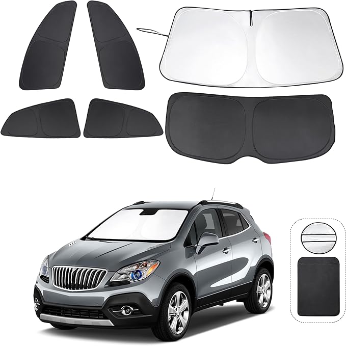 6PCS Windshield Sun Shade Custom Fit for 2013-2019 Buick Encore Accessories Foldable Sunshade Side Rear Window Shade Cover Full Set Privacy Protection Keeps Car Cool