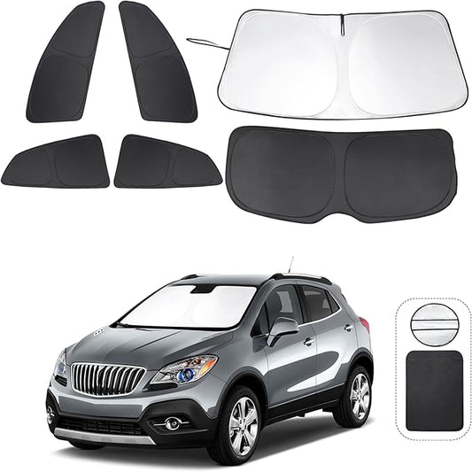 6PCS Windshield Sun Shade Custom Fit for 2013-2019 Buick Encore Accessories Foldable Sunshade Side Rear Window Shade Cover Full Set Privacy Protection Keeps Car Cool