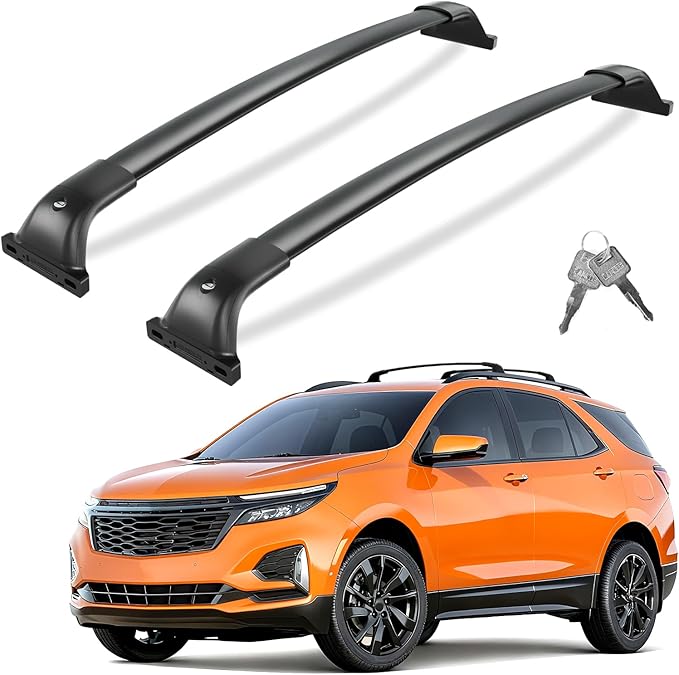 Tuyoung 300lbs All Aluminum Roof Rack Cross Bars Compatible with 2018-2024 Chevy Chevrolet Equinox GMC Terrain (Not for EV), Lockable Heavy Duty Aluminum Roof Rails Crossbars Luggage Cargo Carrier