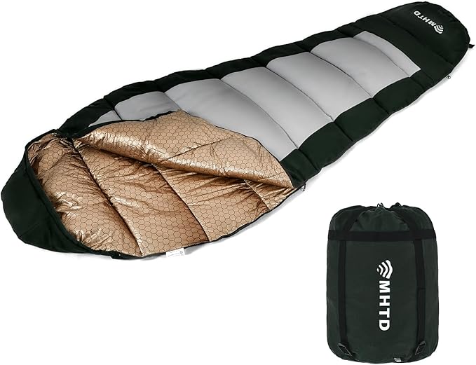 Sleeping Bag for Adults All Season 0 Degree,Cotton Canvas with YKK Zipper Compact Backpacking Mummy Camping Sleeping Bag