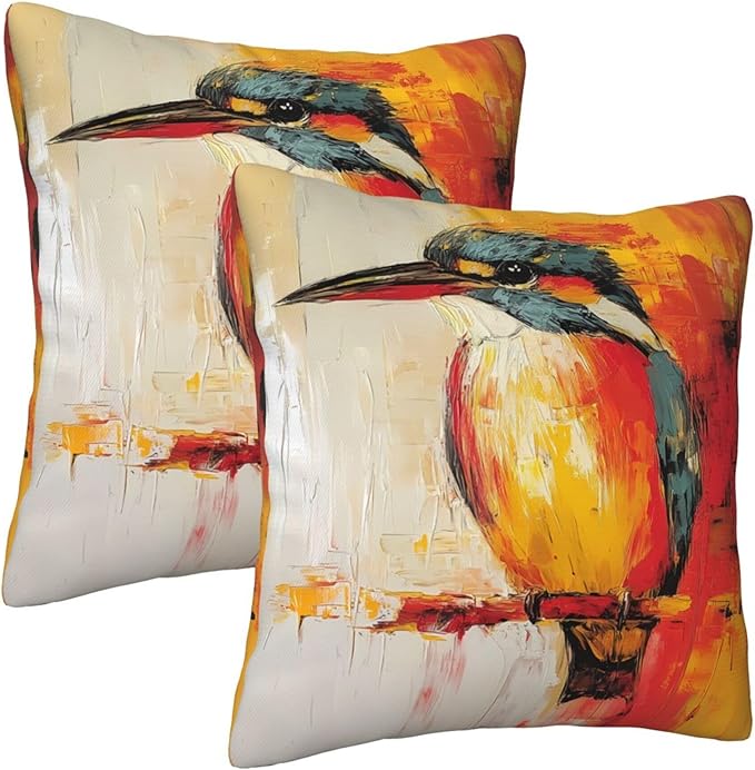 Hummingbird Art Throw Pillow Covers 18x18 inch Set of 2 Bird Pillow Case Cushion Cover for Home Sofa Couch Living Room Car Decor
