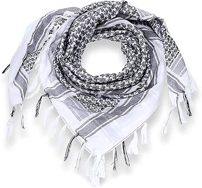 Luxns Military Shemagh Tactical Desert Scarf / 100% Cotton Keffiyeh Scarf Wrap for Men And Women