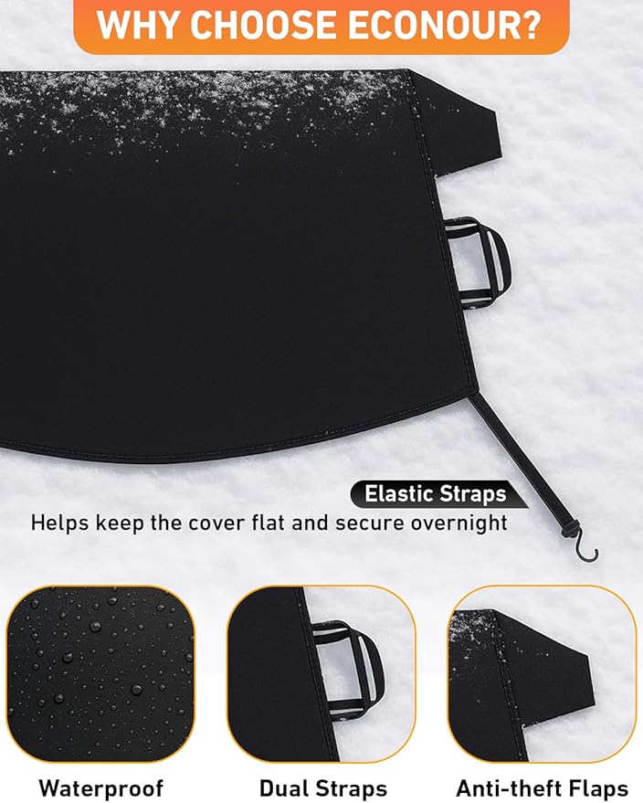 EcoNour Car Snow Cover Compatible for Toyota Highlander| Windshield Cover for Ice and Snow with S-Hook Straps | Heavy-Duty 600D Oxford Winter Car Cover, Waterproof & Anti-Slip