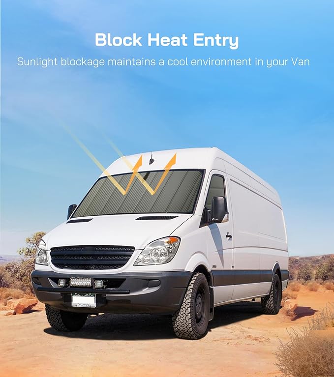Extra-Thick Crew Side Window Cover for Ford Transit Medium/High Roof, 2015-2026, Magnetic Insulated Blackout Window Sunshade, Foldable Design, AllSeasonGuard Pro