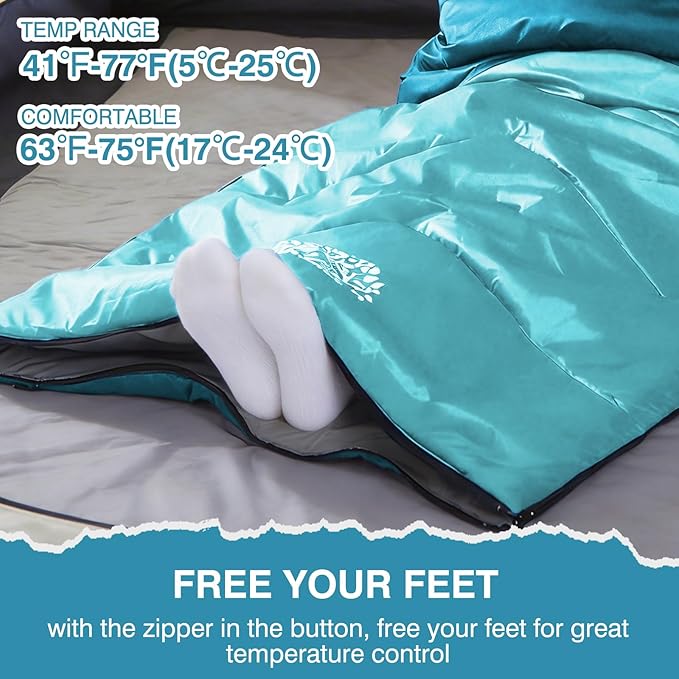 Sleeping Bag 4 Seasons Adults & Kids for Camping Hiking Trips Warm Cool Weather,Lightweight and Waterproof with Compression Bag,Indoors Outdoors Activities