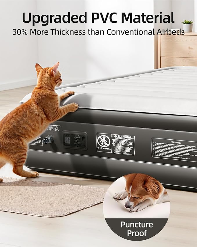 CHILLSUN 2026 Upgraded Twin Air Mattress with Built in Pump, 3 Mins Quick Self-Inflation Inflatable Airbed Puncture-Resistant, Leak-Proof Blow Up Mattress for Home Portable Camping Travel