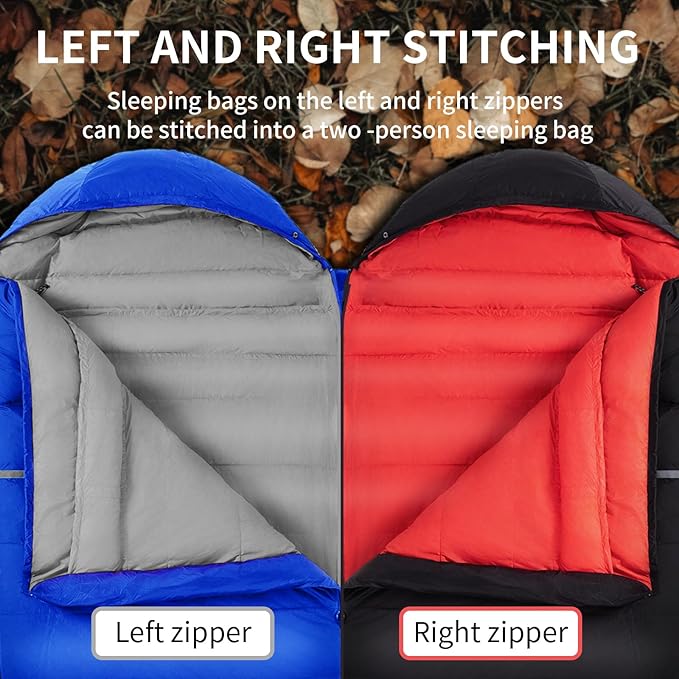 Down Sleeping Bag for Adults, 600 Fill Power, Ultralight & Compact with Compression Sack for Backpacking, Camping, Hiking