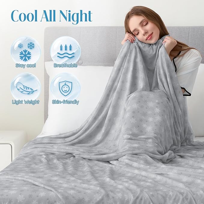 OIGAE Cooling Blanket for Hot Sleepers - Soft & Lightweight Summer Cold Blanket for Night Sweats | Perfect for Bed, Couch, Sofa (Light Grey, Throw 50" x 70")