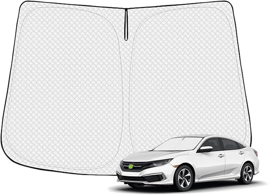 Canvcle Windshield Sun Shade for 2016-2021 Honda Civic 10th Gen Accessories Thicken 6-Layer Front Window Sunshade Cover Sun Visor Protector Foldable Block UV Rays Keep Vehicle Cool