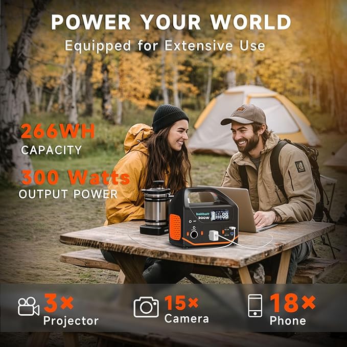 Portable Power Station, 266wh Power Generator 300W Lithium Battery, Power Station for Camping, Home Use, Outdoor, Emergency Backup With 110V Pure Sine Wave AC Outlet