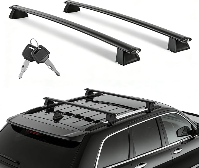 Heavy Duty Lockable Roof Rack Cross Bars Compatible with Jeep Grand Cherokee 2011-2021 (with Grooved Side Rails), Aluminum Crossbars w/Locks Rooftop Cargo Bag Kayak Luggage
