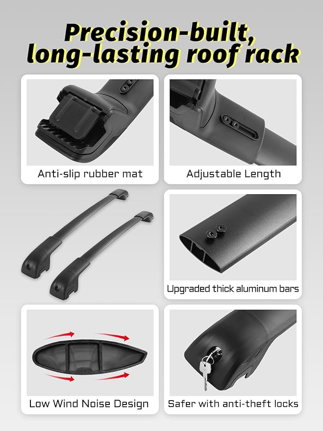 Crosstrek 2024 2025 Limited/Premium/Sport Lockable Roof Rack Cross Bars,Heavy Duty Black Aluminum Roof Rack, Fit Side Roof Rails (Not for Wilderness), Rooftop Cargo Carrier Luggage Cross Bars