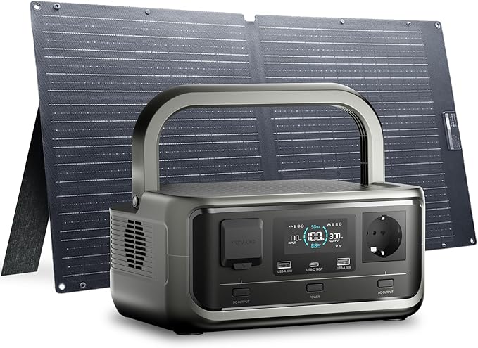 ALLPOWERS VOLIX P300 Portable Solar Generator: 300W (600W Peak)/256Wh,LiFePO4 Battery,UPS<20ms,Fast Charge to 80% in 1h Includes SOLAX SE100 100W Folding Solar Panel for Home,Emergencies&Outdoor Use