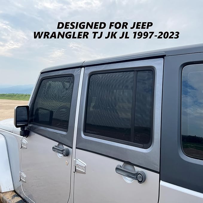 Window Shade for Jeep Wrangler,Window Screen Curtains for Jeep Wrangler TJ JK JL & Gladiator JT,Rear Blackout Car Window Screens for Camping(2Pack)