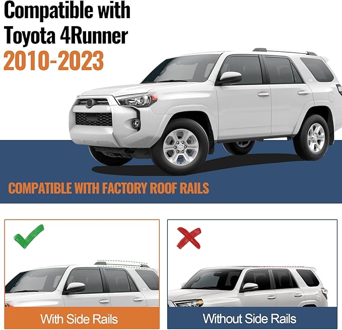 Wonderdriver Roof Rack Cross Bars Compatible with Toyota 4Runner 2010-2024 (with Factory Side Rails), Heavy Duty 220lb Aluminum Crossbars Rooftop Cargo Bag Kayak Bike Luggage Snowboard Skiboard