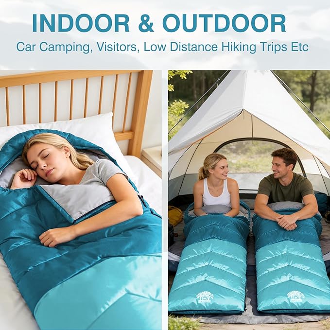 Sleeping Bag 4 Seasons Adults & Kids for Camping Hiking Trips Warm Cool Weather,Lightweight and Waterproof with Compression Bag,Indoors Outdoors Activities