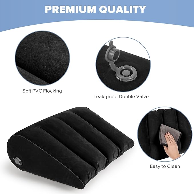 USHMA Inflatable Wedge Pillow for Traveling, Portable Blow up Travel Wedge Pillow for Sleeping in Bed, Fast Inflation & Deflation Inflatable Bed, Ideal for Home, Travel, and Outdoor