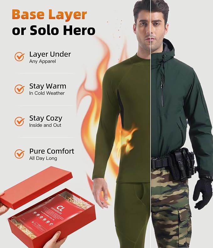CL convallaria Thermal Underwear Long Johns Set Mens Winter Gift Hunting Gear Sport Base Layer Bottom Top