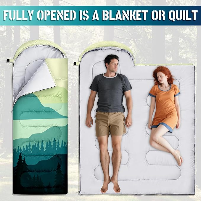 Sleeping Bags for Adults, 3 Seasons Warm & Cold Weather Waterproof Lightweight Backpacking Camping Sleeping Bag for Indoor Outdoor Camping Hiking Traveling, Camping Gear Equipment