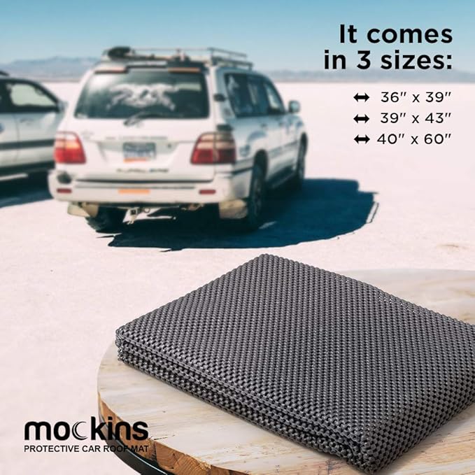 Mockins 39" x 36" Anti Slip Mat for Car Roof Cargo | Durable Soft Roof Rack Pads | Multifunctional Cut to Size Cargo Mat for SUV & Car Roof Liner | No-Scratch & Non-Skid Protective Roof Pad