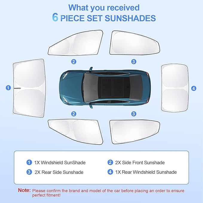 8pcs Car Window Shades for Toyota Camry 2025 2026 Accessories,Windshield Side Rear Full Sunshade,Sun Visor UV Blocking, Privacy Protection and Blackout for Camping Outdoor