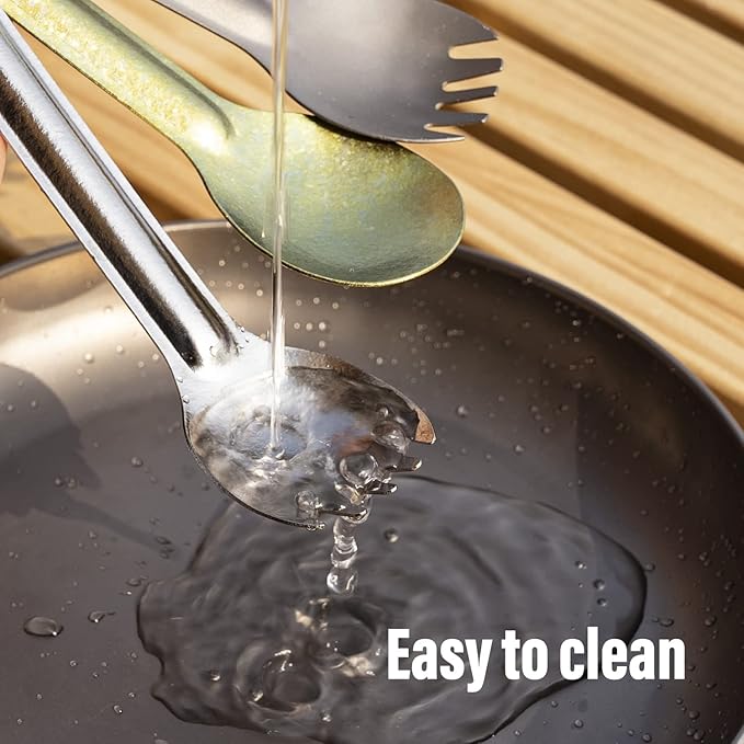 TiTo Titanium Long Handle Spork and Spoon Eco-Friendly Ultralight Portabale Flatware for Outdoor Camping Backpacking Hiking Travel Picnic Tableware with Bag (Bright Rose Spork)