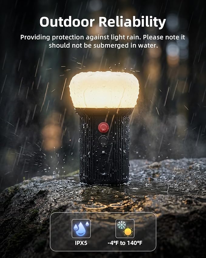 EZVALO LED Rechargeable Camping Lantern, 6000mAh Emergency Outdoor Tent Light for Camping, IPX5 Water Resistant Portable Tent Lantern for Hiking, Backpacking, Fishing, Hurricane, Outages (Black)