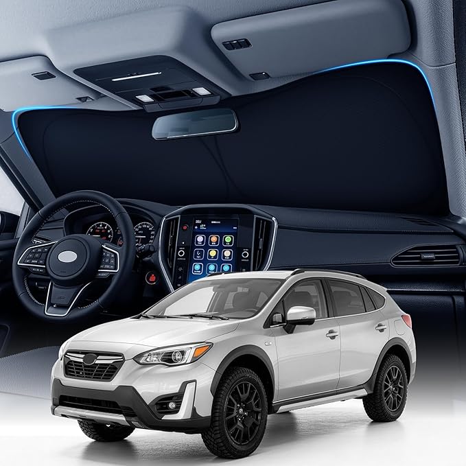 Zanch Custom Windshield Sun Shade for Subaru Crosstrek 2018-2024, 7-Layer UV & Heat Block, 3D Laser Scanned, Interior Protection, Keep Car Cooler, Foldable SUV Accessories