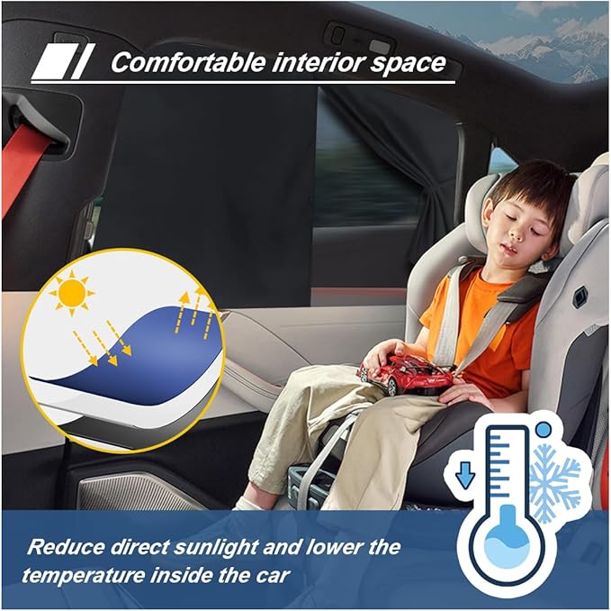 ZIMISI Car Window Shades, Magnetic Double Layer Window Screen for Baby Protection, UV Protection Privacy Blackout/Half Shade Car Window Covers, Auto Sun Shade Curtains Accessories (Black)