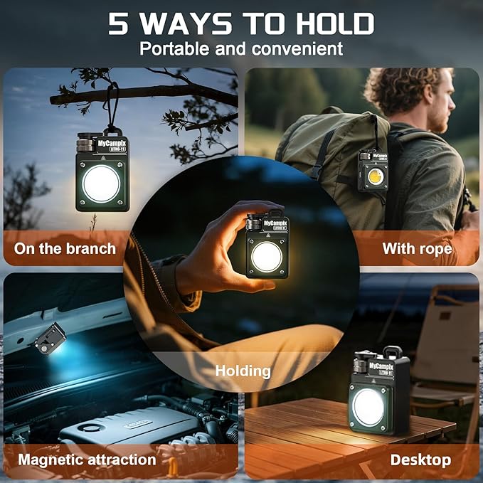 Portable Camping Light, 3500LM Adjustable LED Camping Lantern Rechargeable with 2.5-15H Runtime&Screen, Alloy Waterproof Flashlight for Power Outages, Emergency, Hurricane(2-Pack Green)