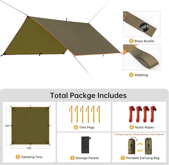 Free Soldier Waterproof Portable Tarp Multifunctional Outdoor Camping Traveling Awning Backpacking Tarp shelter Rain Tarp