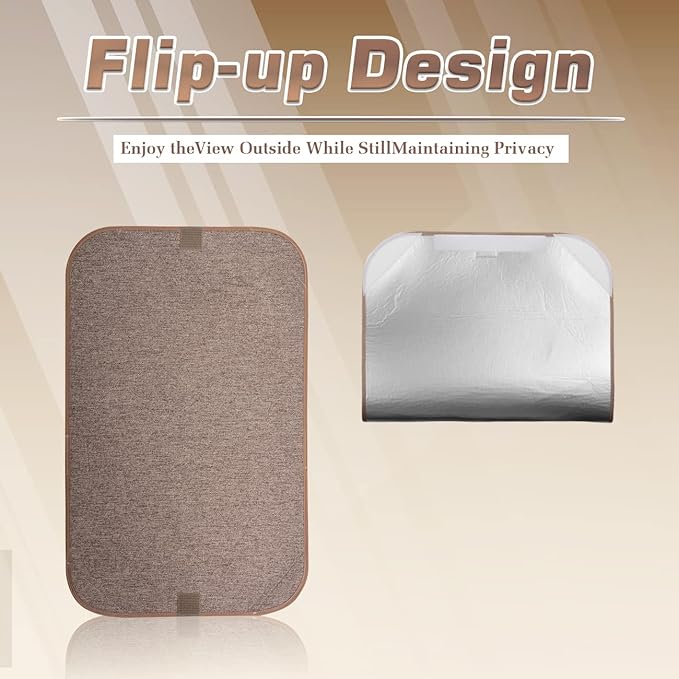 RV Door Window Shade Cover, Sun Blackout Fabric for Camper Privacy Entrance (16 x 25 inch)- Brown