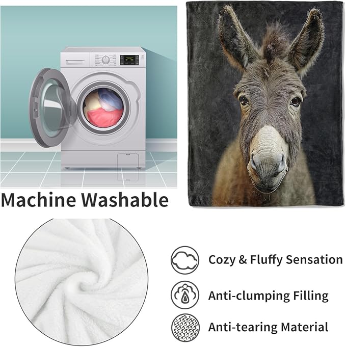 Donkey Flannel Blanket, Donkey Gifts, Animal-Themed Blanket for Women, Soft Lightweight Throw Blankets for Bed Home Travel Decor 50" x 60"