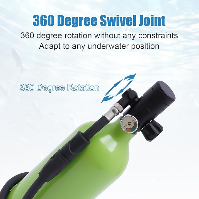 Mini Scuba Tank, 0.5L/1L Mini Diving Tank 5-10/15-20 Minutes Underwater Breath Device Portable Diving Oxygen Tank Kit, Portable Lung Tank for Emergency Rescue Underwater Exploration