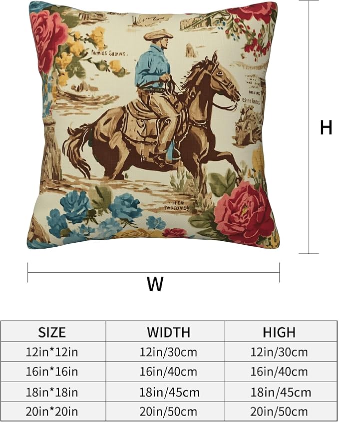 Western Horse Throw Pillow Covers 18 X 18 Inch Set of 4 Decorative Cushion Cover Home Decor for Sofa Chair Couch Bedroom Living Room