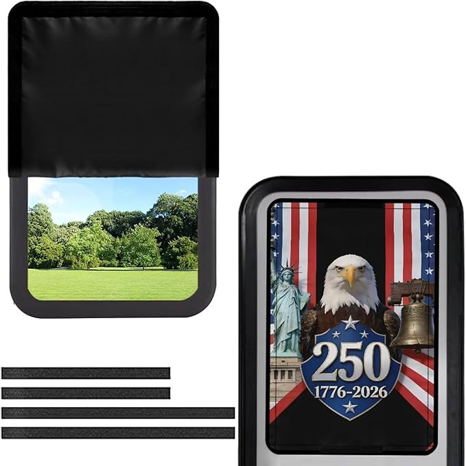 Patriotic RV Door Window Shade, Eagle Liberty RV Blackout Window Cover, UV Rays Protection Camper Trailer Door Window Cover