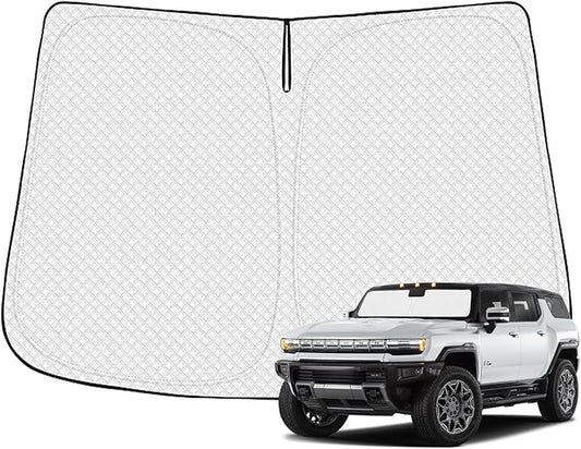 Canvcle Windshield Sun Shade for 2022-2025 2026 GMC Hummer EV Accessories Thicken 6-Layer Front Window Sunshade Cover Sun Visor Protector Foldable Block UV Rays Keep Vehicle Cool