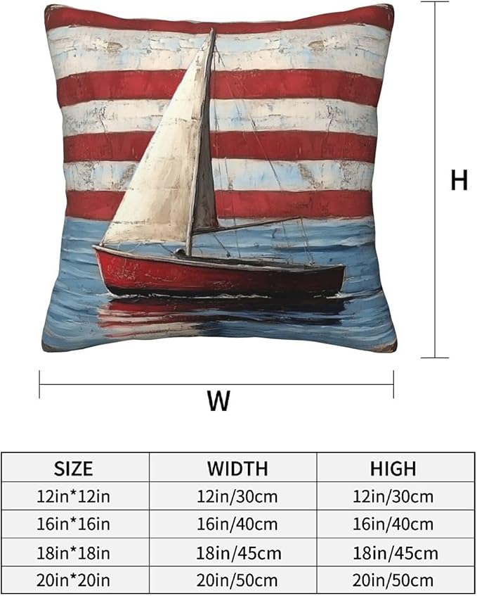 Striped Nautical Throw Pillow Covers 18x18 inch Set of 2 Boat Anchor Pillow Case Cushion Cover for Home Sofa Couch Living Room Car Decor