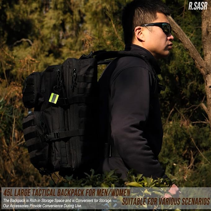 45L Tactical Backpack for Men Women, Military Assault Pack with MOLLE, Large 3 Day Bug Out Bag for Hiking Camping