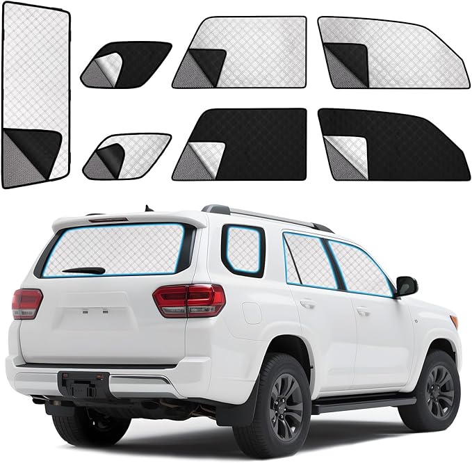 ZATOTOO Car Window Shades for Toyota 4Runner 2017-2024 Sun Shade for Side Window & Rear Windshield Double Layer for Privacy Protection UV Heat Insulation for Camping Nap Parking(No Front Windshield)