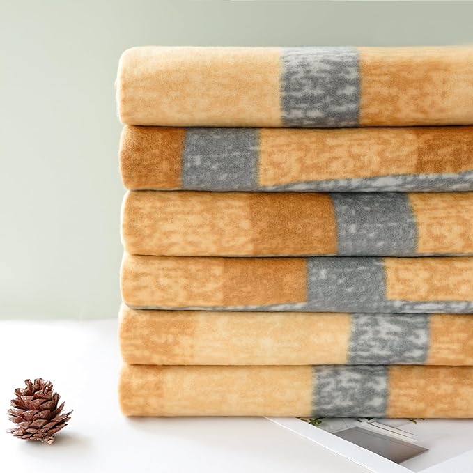 ZYFZCYBL Fleece Throw Blanket Blankets Bulk 6 Pack Soft Lightweight for Cozy Polar Fleece 50 x 60 Solid Pet-Friendly Colorful Bed Sofa Couch Fleece Fabric Travel Wedding Gift（Yellow and Grey）